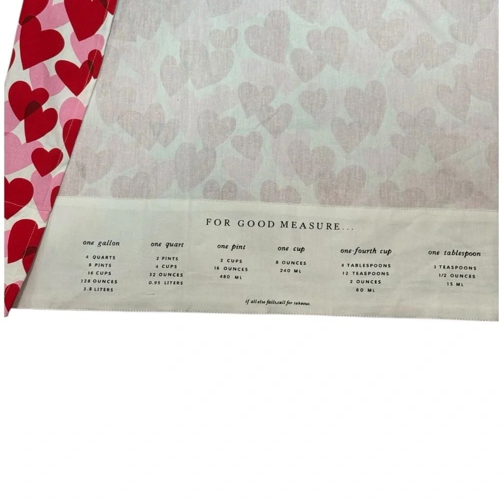 Kate Spade New York Heart Print Apron Pink Red Cotton Valentine NWT